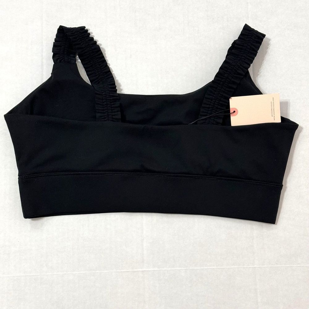 Sincerely Jules NWOT Sz XL Black Ruffle Strap Active Sports Bra - Picture 3 of 6